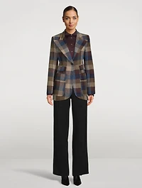 Birkin Wool Blazer In Plaid Print