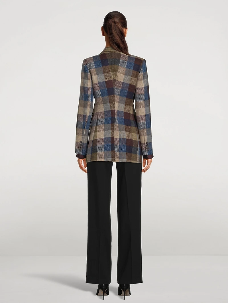 Birkin Wool Blazer In Plaid Print