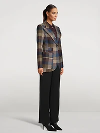 Birkin Wool Blazer In Plaid Print