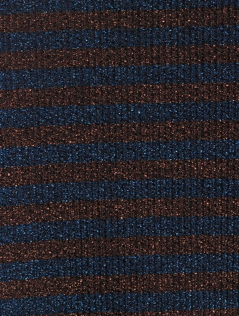 Buttoned Turtleneck Stripe Print