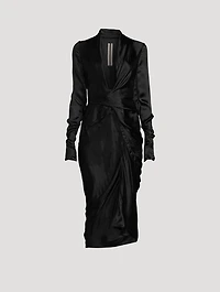 Long-Sleeve Wrap Midi Dress