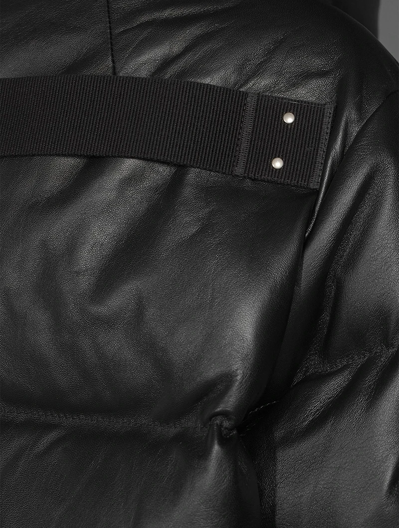 Leather Down-Filled Funnelneck Jacket