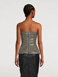 Sequin-Embellished Denim Bustier