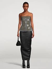Sequin-Embellished Denim Bustier