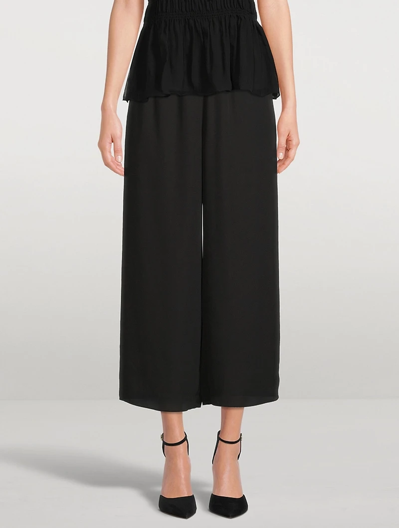 Easy Wide-Leg Recycled Georgette Trousers