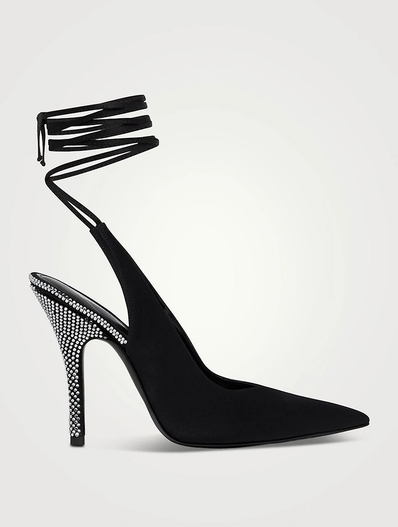 Venus Embellished Slingback Pumps With Ankle Ties