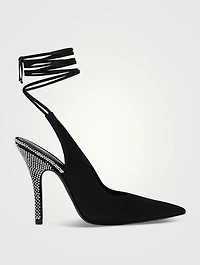 Venus Embellished Slingback Pumps With Ankle Ties