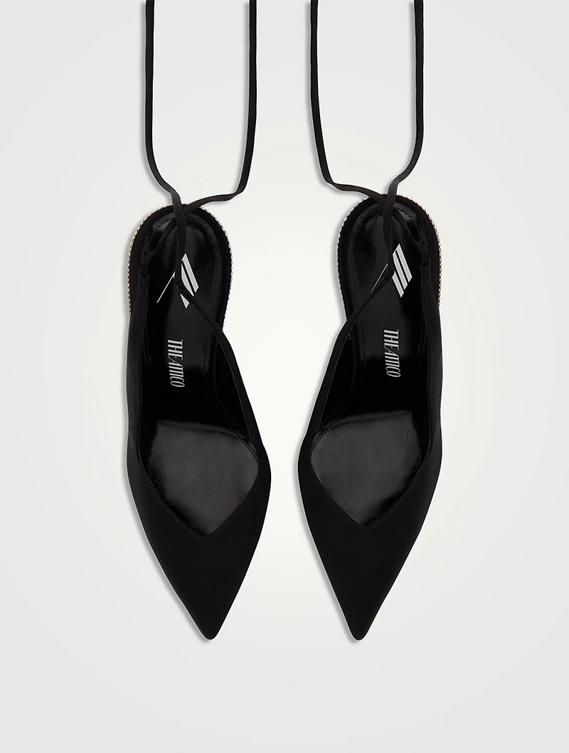 Venus Embellished Slingback Pumps With Ankle Ties
