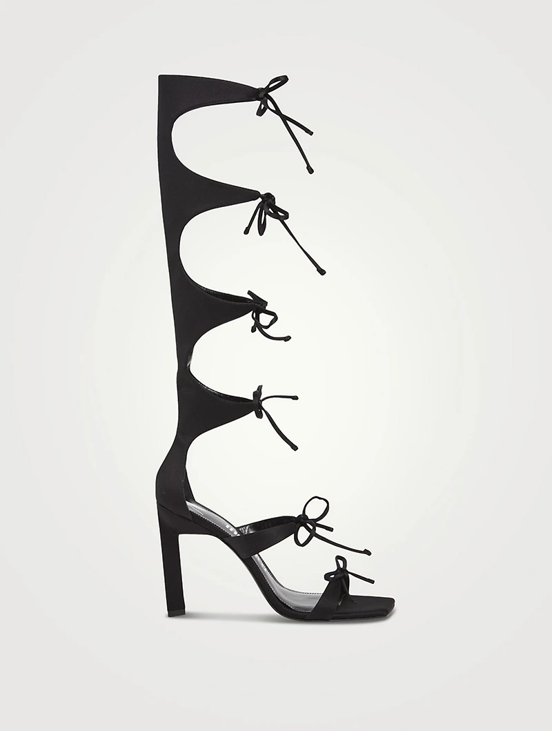 Aria Knee-High Satin Gladiator Sandals