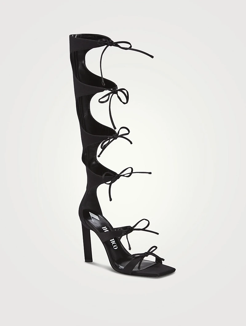 Aria Knee-High Satin Gladiator Sandals