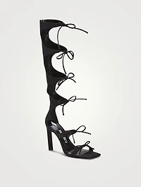 Aria Knee-High Satin Gladiator Sandals