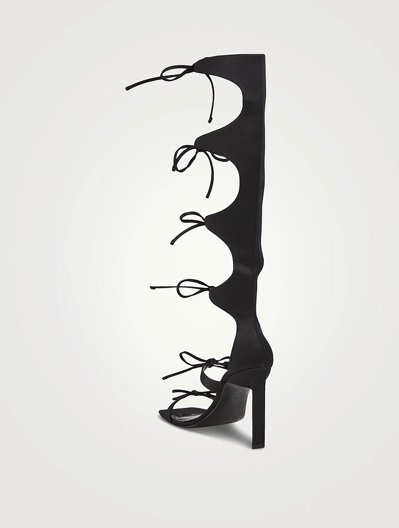 Aria Knee-High Satin Gladiator Sandals