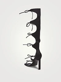 Aria Knee-High Satin Gladiator Sandals