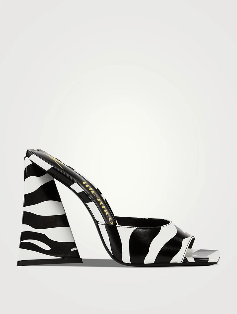 Devon Leather Mules Zebra Print