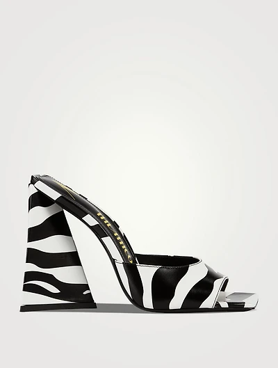Devon Leather Mules Zebra Print