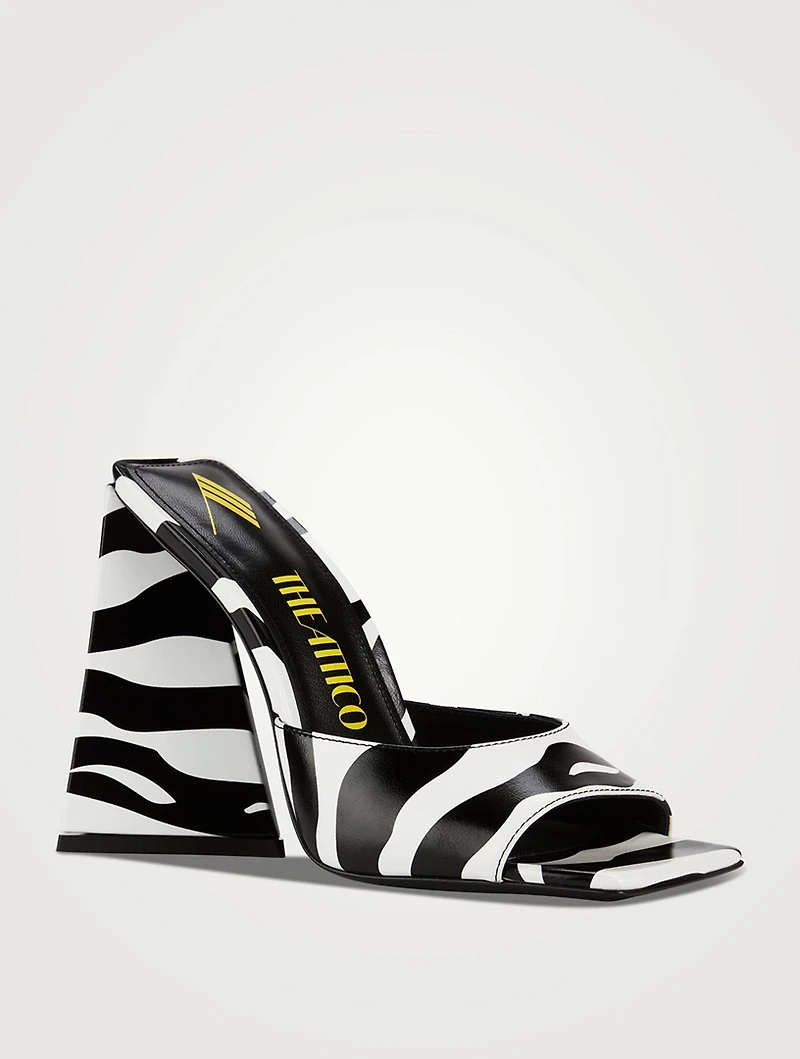 Devon Leather Mules Zebra Print