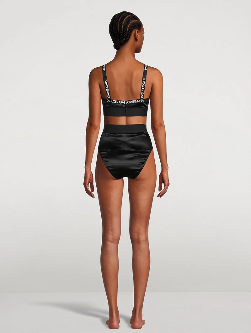 Logo-Band Satin Bralette