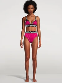 Crystal-Embellished Logo-Band Spandex Brief
