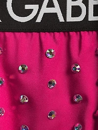 Crystal-Embellished Logo-Band Spandex Brief