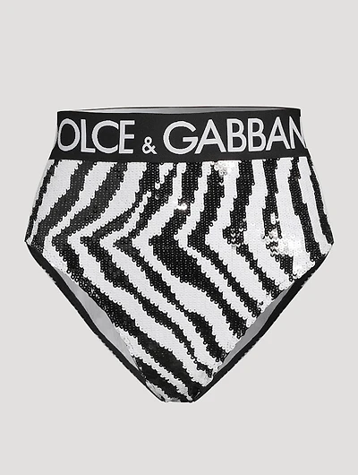 Logo-Band Sequin Brief Zebra Print