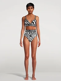 Logo-Band Sequin Brief Zebra Print
