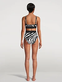 Logo-Band Sequin Brief Zebra Print