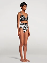 Logo-Band Sequin Brief Zebra Print