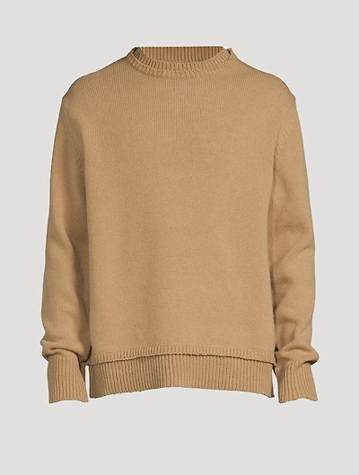 Wool And Linen Crewneck Sweater With Elbow Patches
