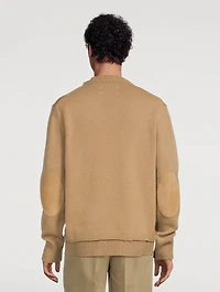 Wool And Linen Crewneck Sweater With Elbow Patches