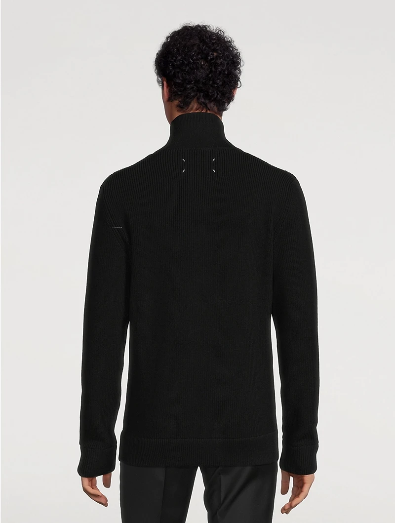 Cotton And Wool Zip Cardigan