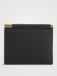 T Line Leather Money Clip Folding Card Holder