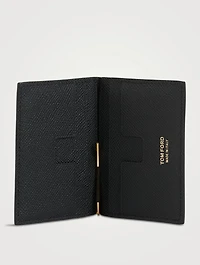 T Line Leather Money Clip Folding Card Holder