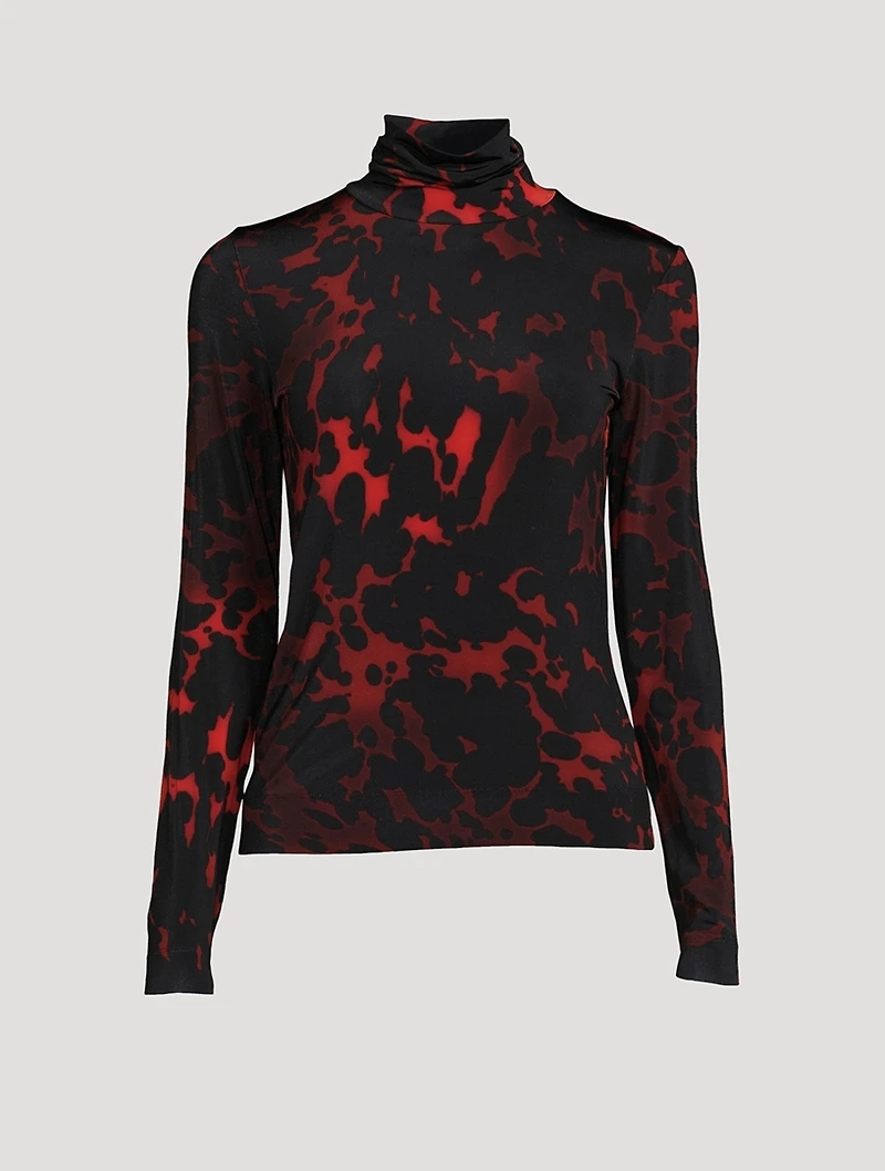 Hosk Printed Turtleneck Top