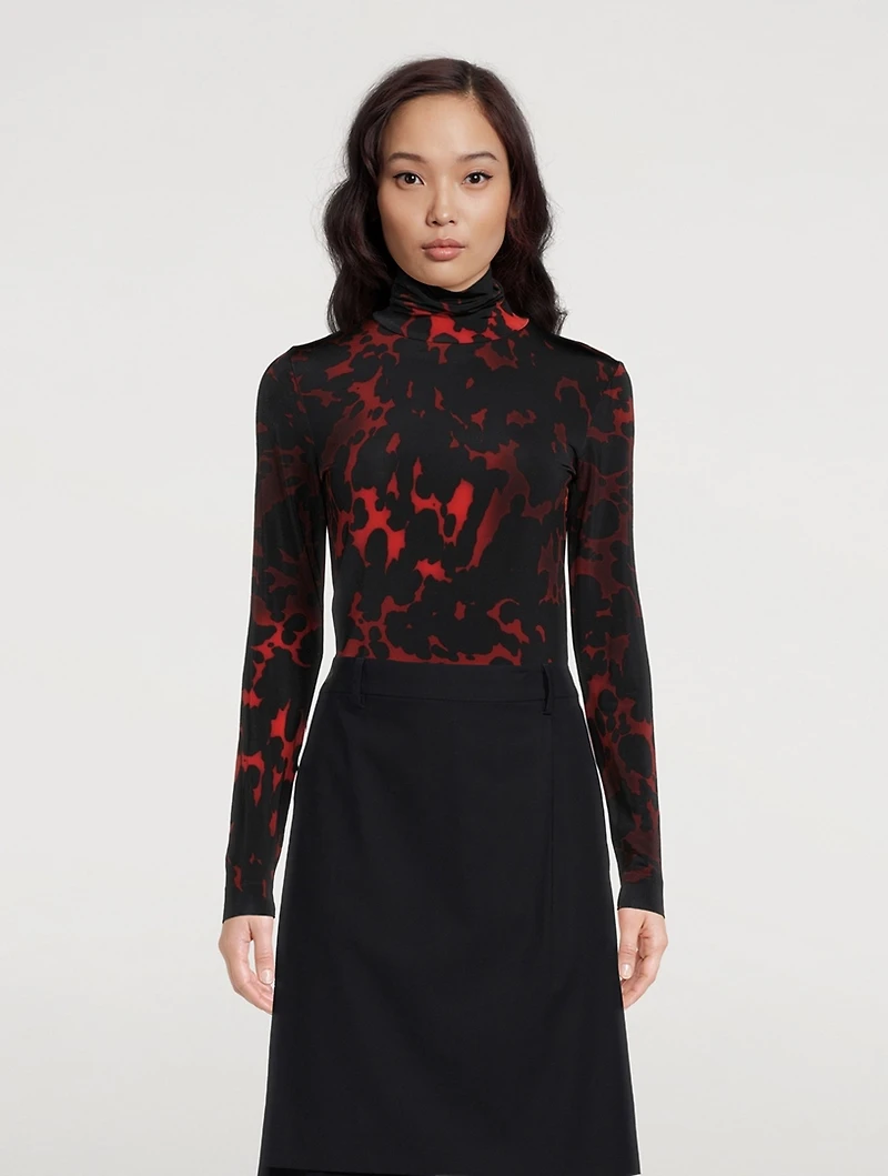 Hosk Printed Turtleneck Top
