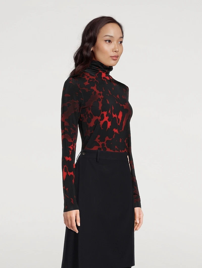 Hosk Printed Turtleneck Top