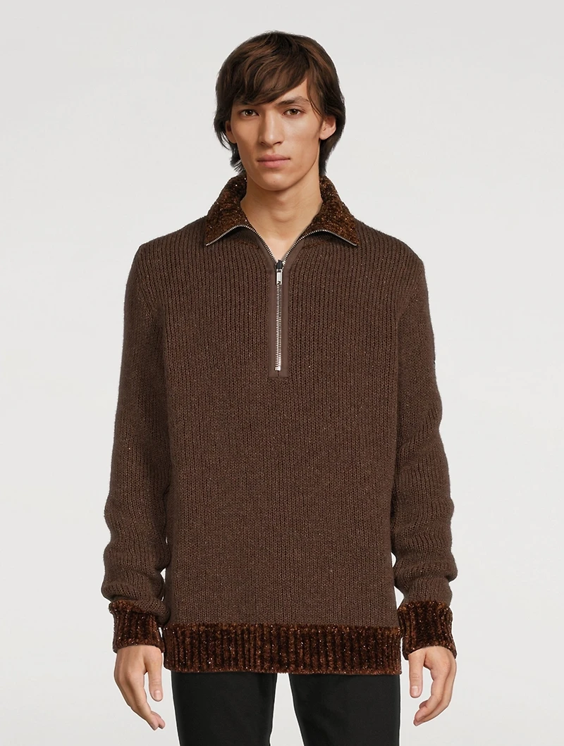Wool-Blend Fisherman Sweater