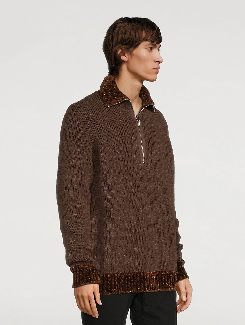 Wool-Blend Fisherman Sweater