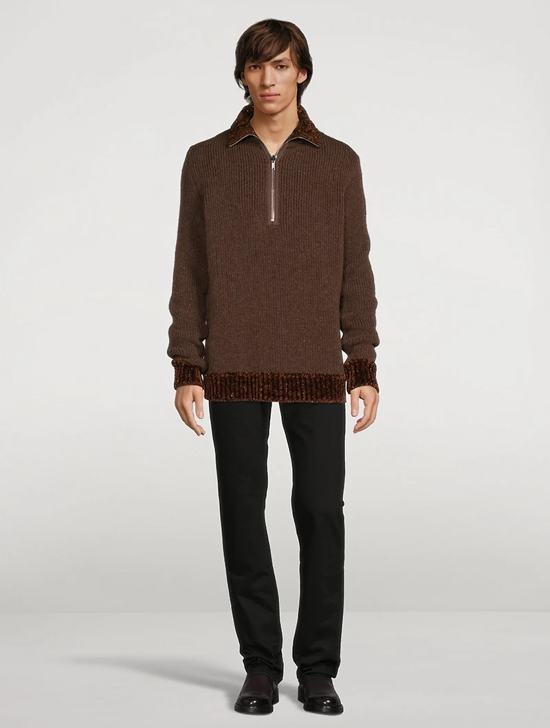 Wool-Blend Fisherman Sweater