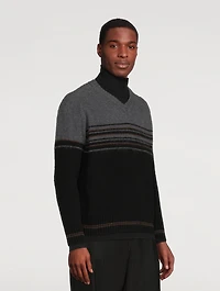 Wool Striped V-Neck Sweater