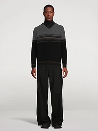 Wool Striped V-Neck Sweater
