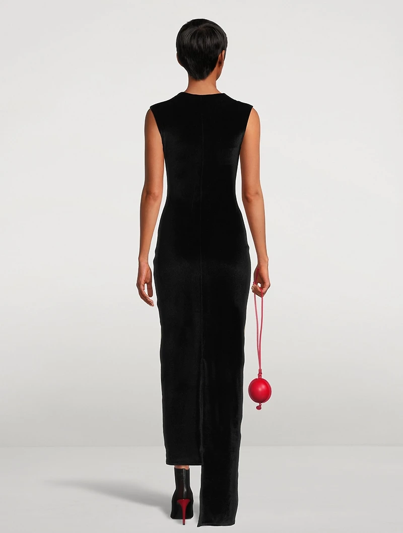 Velvet Midi Dress Glove Print