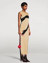 Velvet Midi Dress Glove Print