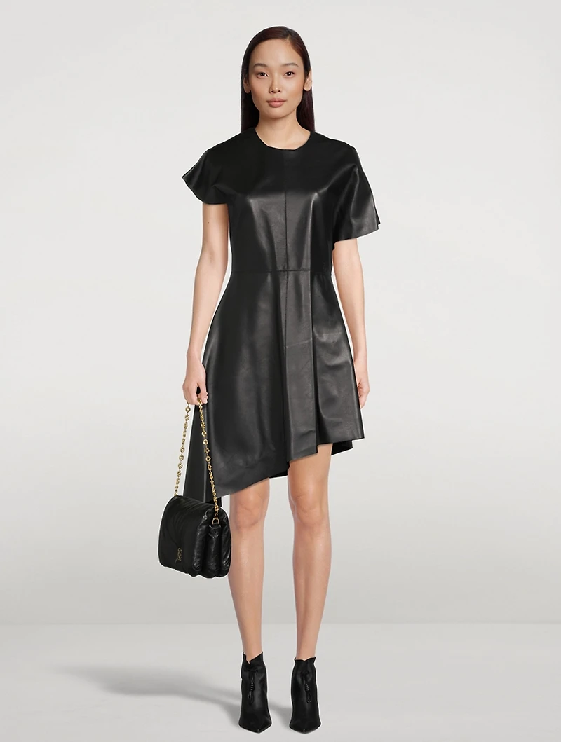 Asymmetric Leather Dress