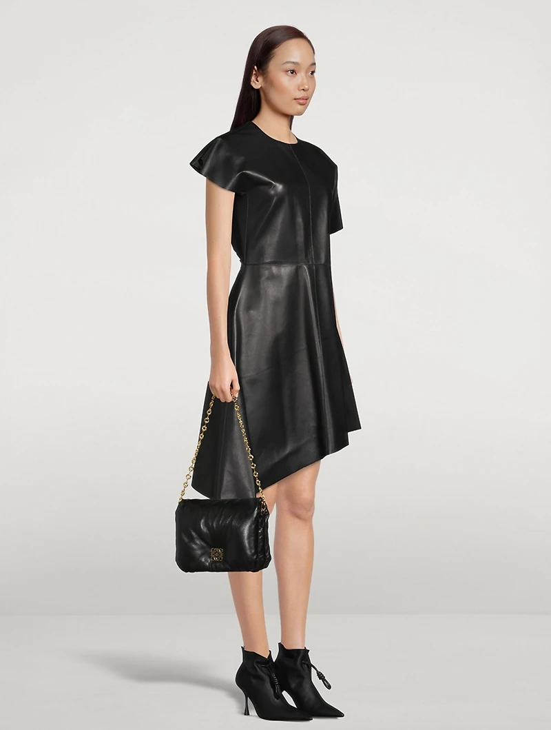 Asymmetric Leather Dress