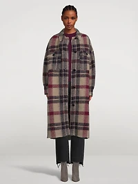 Fontizi Long Shirt Jacket Plaid Print