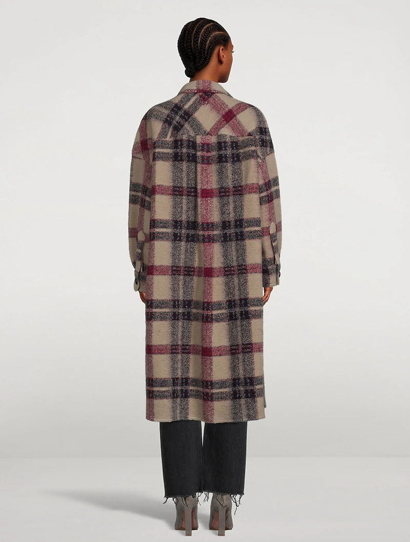 Fontizi Long Shirt Jacket Plaid Print