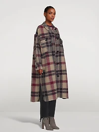 Fontizi Long Shirt Jacket Plaid Print