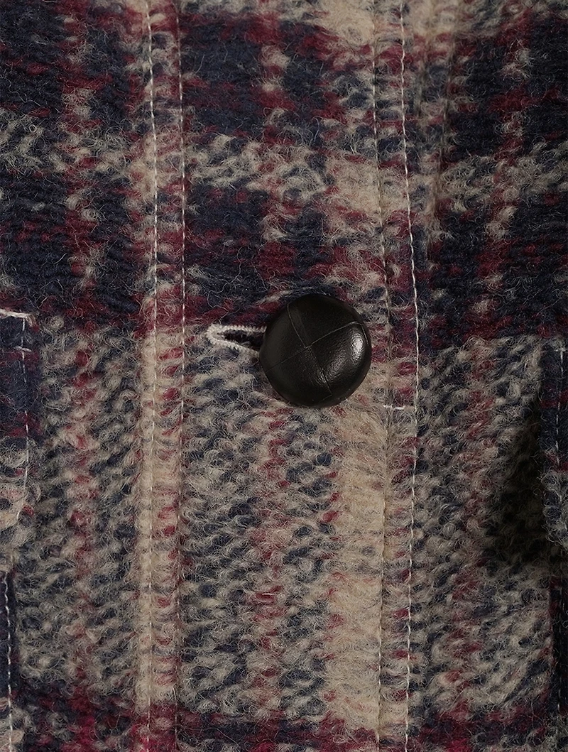 Fontizi Long Shirt Jacket Plaid Print