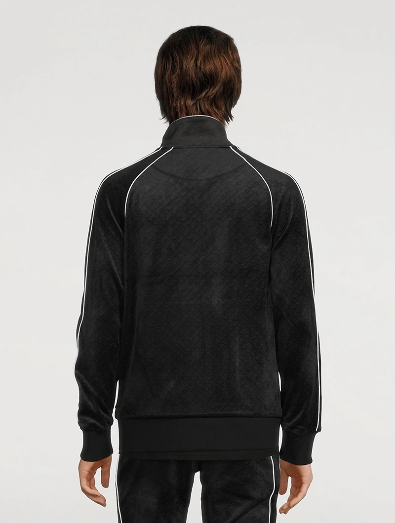 Monogram Rucker Velour Zip Hoodie