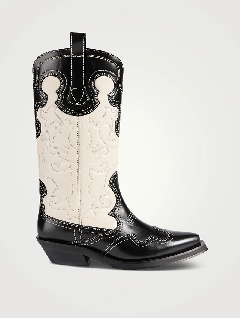 Mid Shaft Embroidered Western Boot